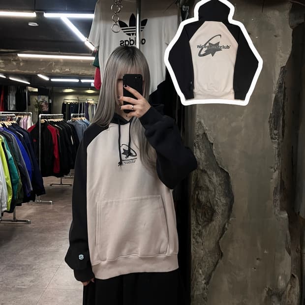 나이스 고스트클럽 기모 후드티 아이보리 L #csz2805