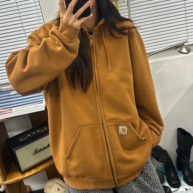 칼하트 레인디펜더 샌드컬러 후드 풀집업 M