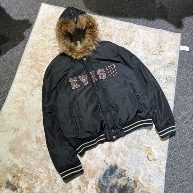 에비수 빈티지 봄버 퍼 후드 패딩자켓