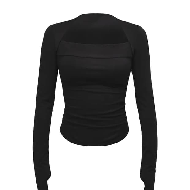 오호스 숄더랩 롱슬리브 블랙