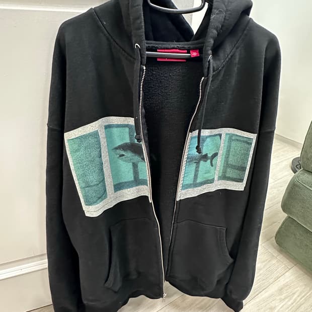 슈프림 x 데미안 허스트 집업 후드 스웨트셔츠 블랙 - 25SS