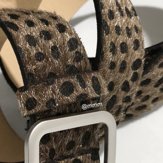 레오파드 호피헤어 송치털 벨트