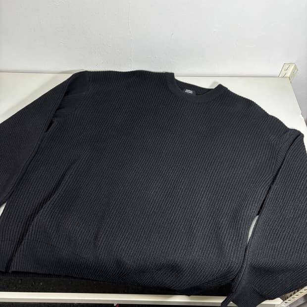 L-XL 무탠다드 블랙 루즈오버핏 캐시미어혼방 와플니트