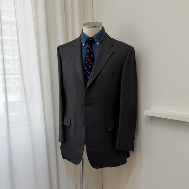 Aquascutum London 실크 100% 헤링본 윈도페인 자켓