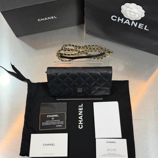 [리오브] 샤넬 WOC 캐비어 금장 장지갑 체인백