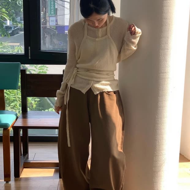 르미닛 니트 뷔스티에+가디건 세트