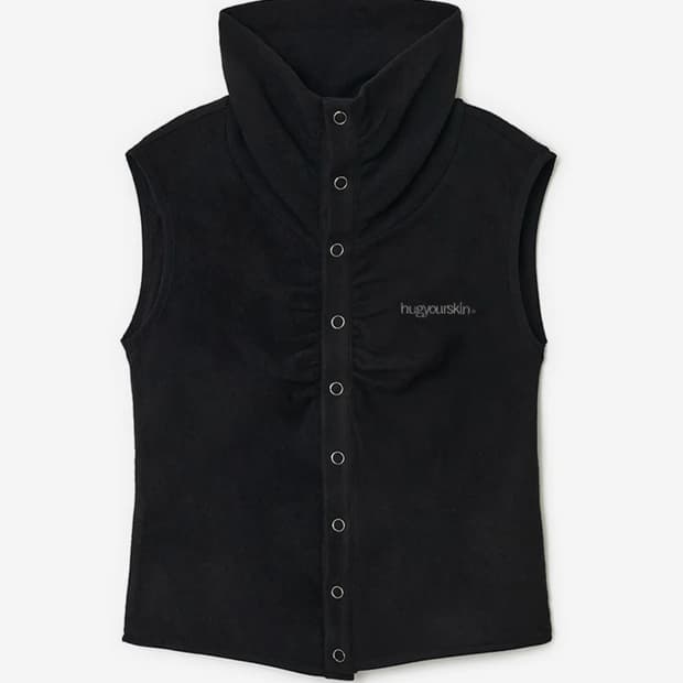 허그유어스킨 플리스 터틀넥 베스트 블랙 후리스 조끼 레이어드