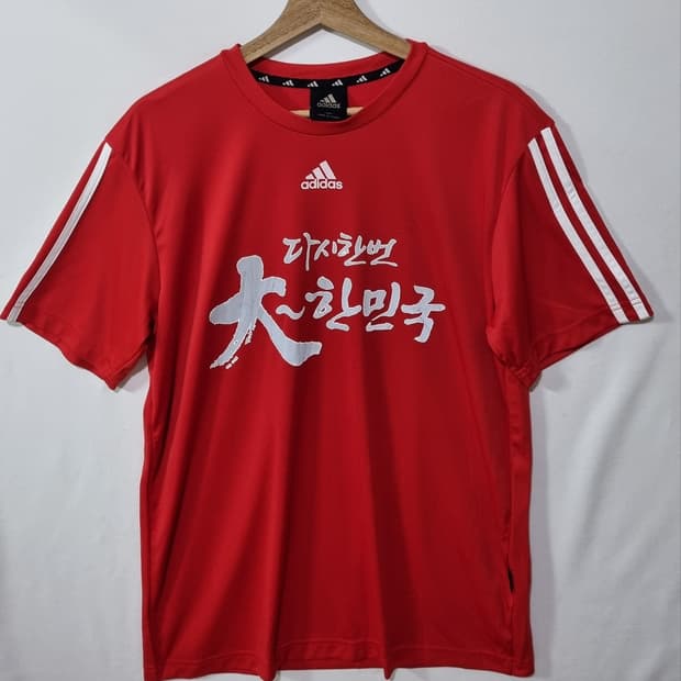 100) 아디다스 어케인코리아 레드 기능성 반팔티