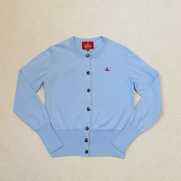 비비안웨스트우드 베이직 코튼 가디건 파스텔 블루