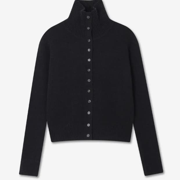 미치코런던코시노 하이넥 버튼 가디건 블랙