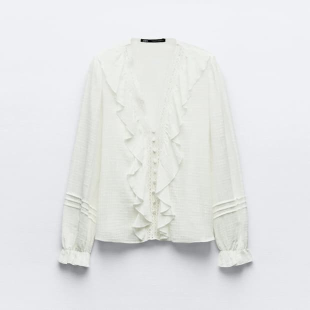 자라 프릴러스틱 블라우스