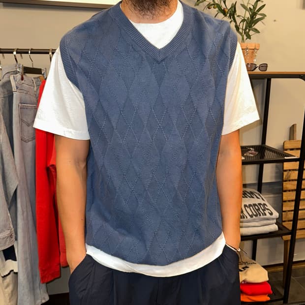 Pendleton argyle pattern blue knit vest 