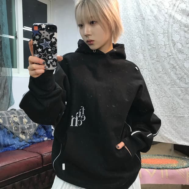 FETCH 페치선데이 라인 기모 후드티 