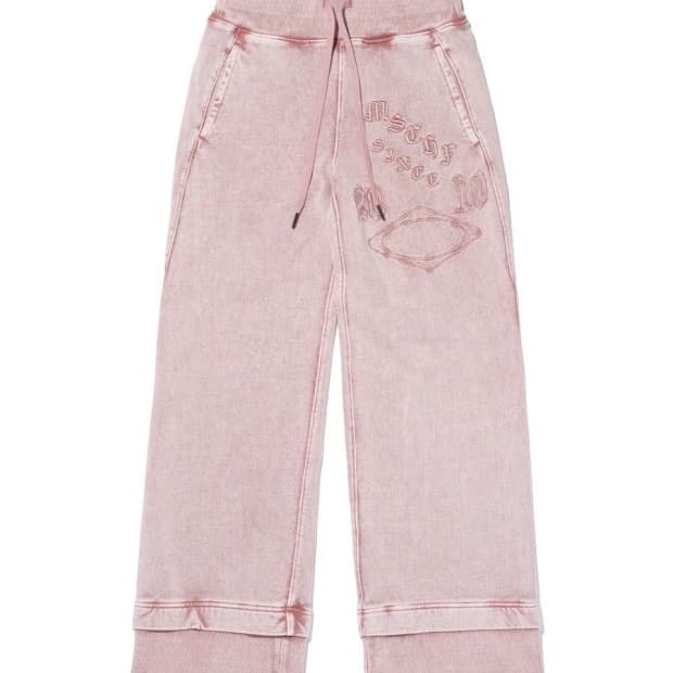 미스치프 밴딩 스웨트팬츠 워시드 핑크 브라운