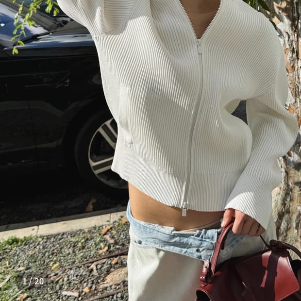 orr 오르 고밀도 니트집업 아이보리 새상품