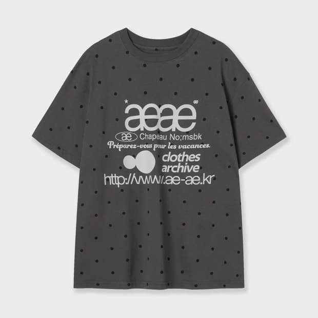 aeae WEB LOGO DOT T-SHIRTS CHARCOAL