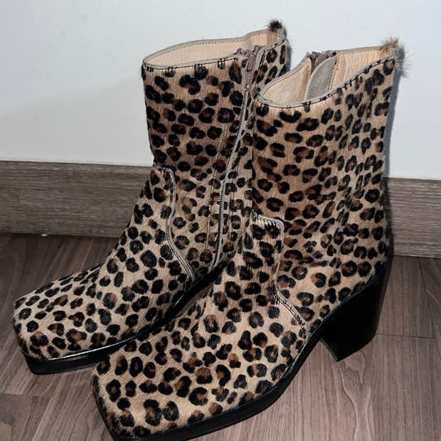 레오파드 송치 toe boots