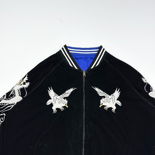 VTG 빈티지 재팬 자수 벨벳 리버시블 스카쟌 자켓 (L)