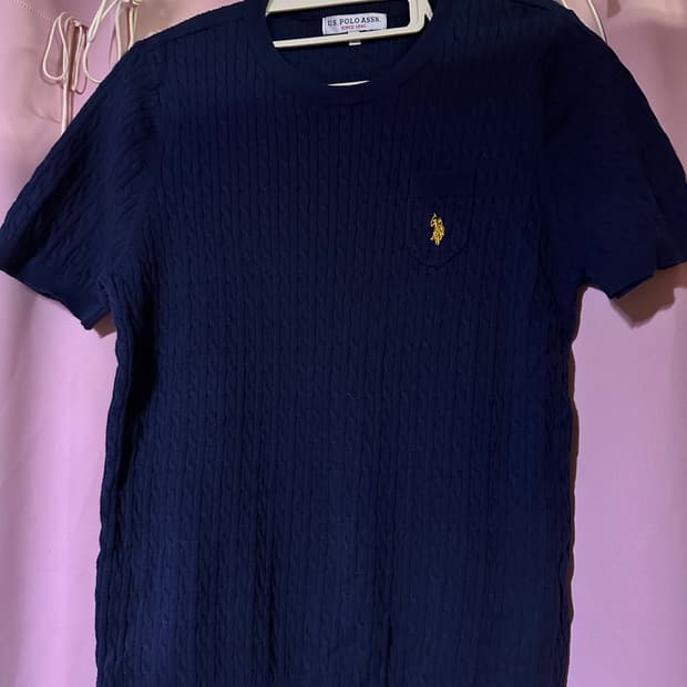 유에스 폴로 에센 니트 폴로니트 폴로엠사이즈 네이비 니트 반팔