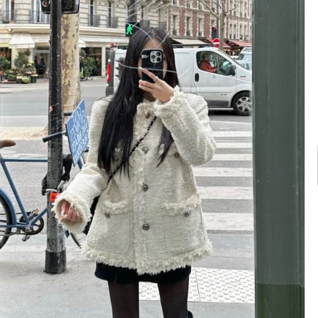 카키포인트 트위드 자켓