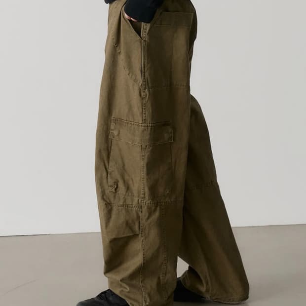 노운 washed cargo pants (khaki)