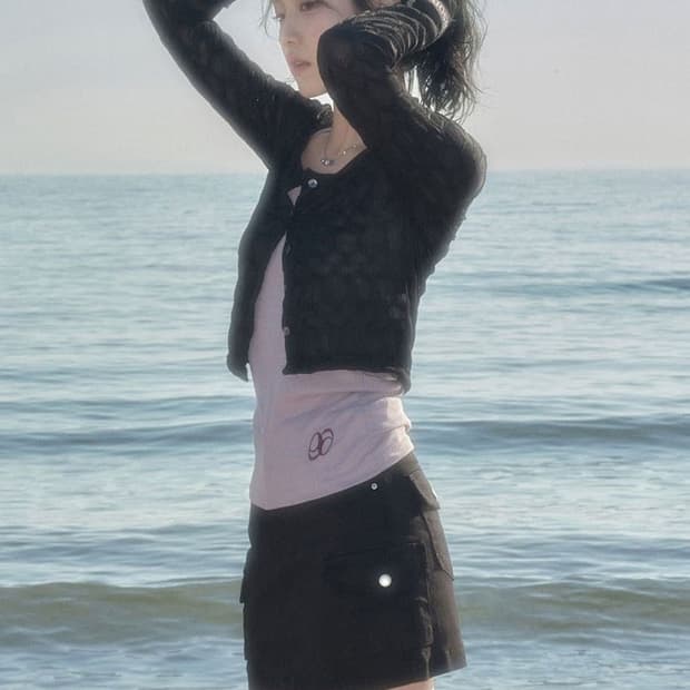 [M] 애즈온 사이드 포켓 카고 스커트 블랙