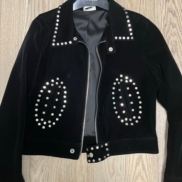 블랙 벨벳 스터드 자켓