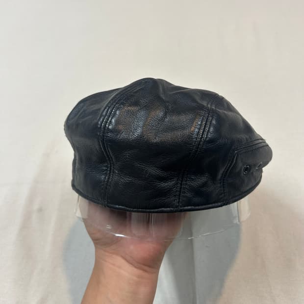 M) 리얼레더 소가죽 헌팅캡 블랙 모자