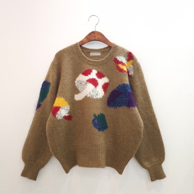 울혼방 버섯 니트 빈티지 루즈핏 스웨터