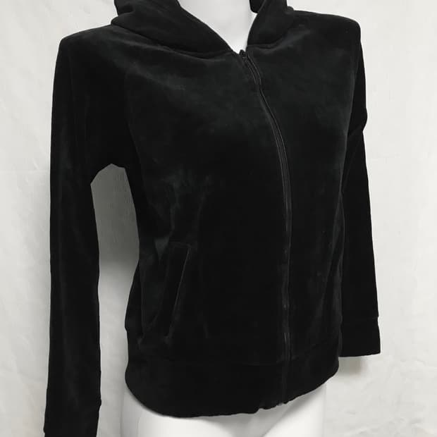 빈티지 갸루 펑크 벨벳 후드 집업