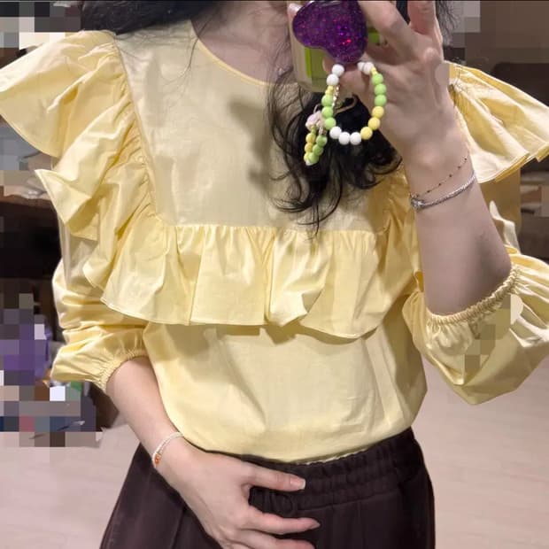 44 55 정품 로샤스 1회착용 프릴 숄더 셔츠 블라우스