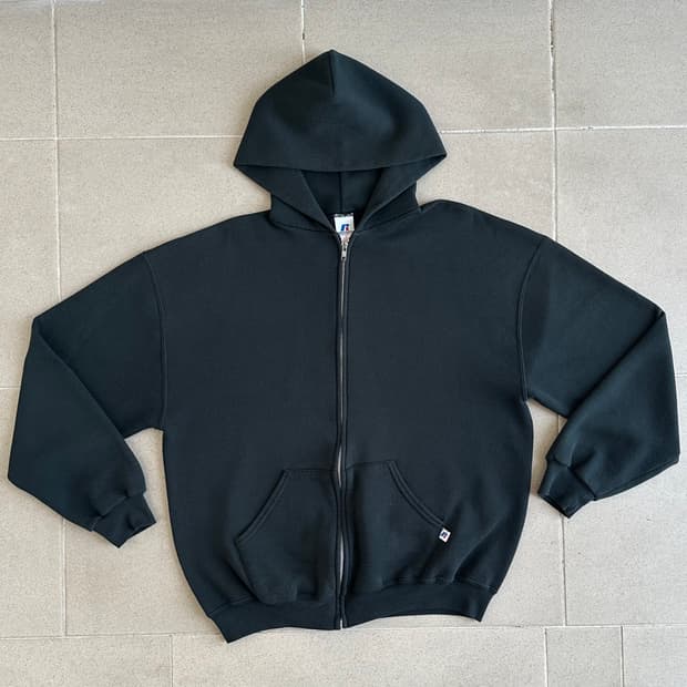 00s 빈티지 러셀 후드집업 다크그린 L