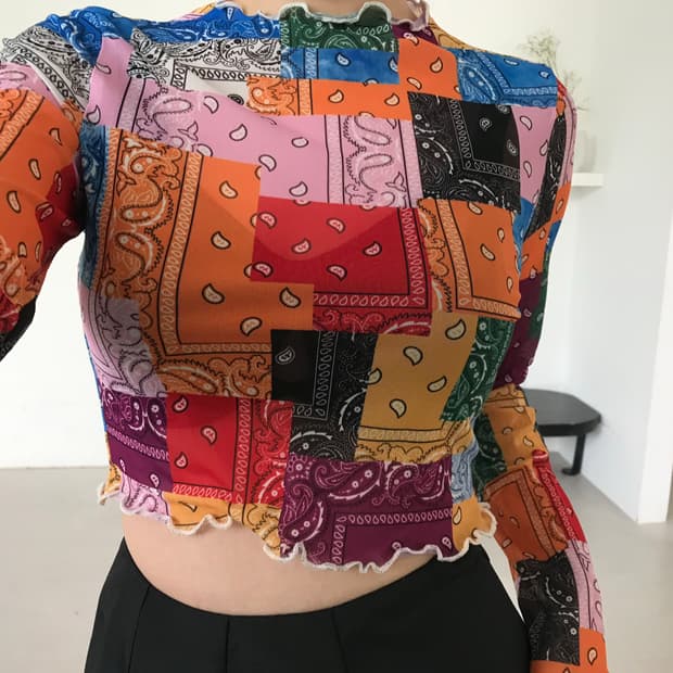 vintage pattern mesh top