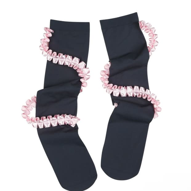 무음2-Way Frill Socks Dark Gray