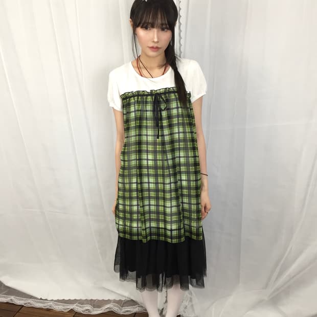 Cranbrook Green Plaid Puff Sleeve Tee
