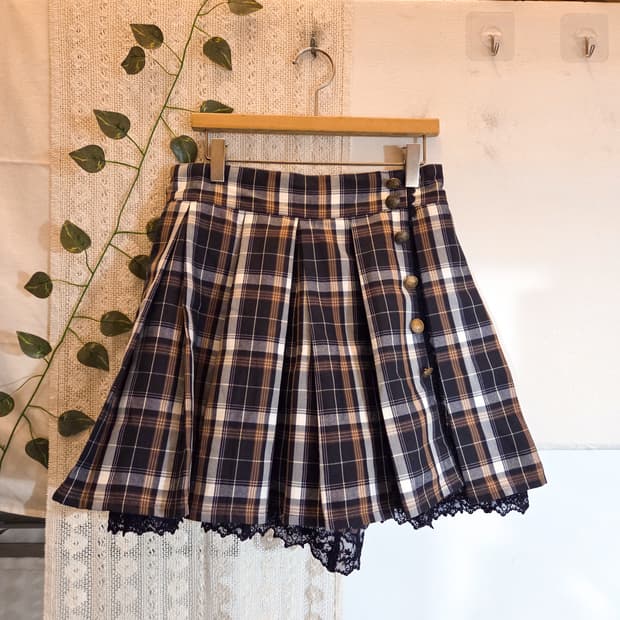 axes femme 체크 치마바지