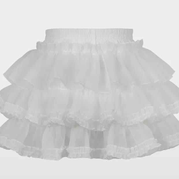러프넥 튜튜 팬츠 스커트 화이트