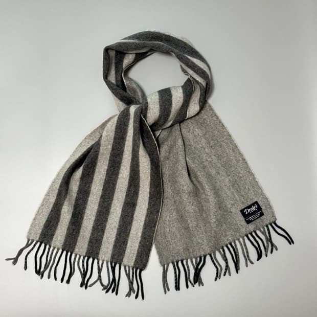 [Drakes] 드레익스 더블페이스 머플러(그레이 스트라이프)