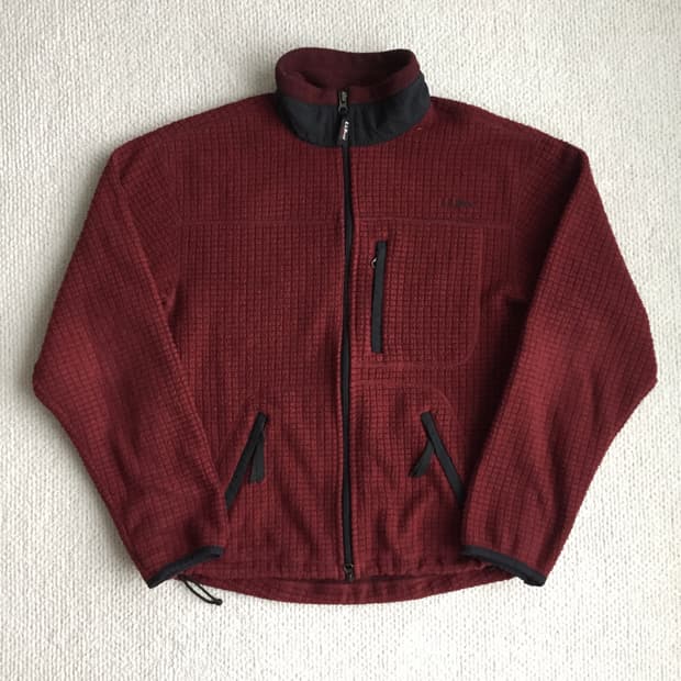 LLbean 미제 버건디 투웨이 집업 플리스