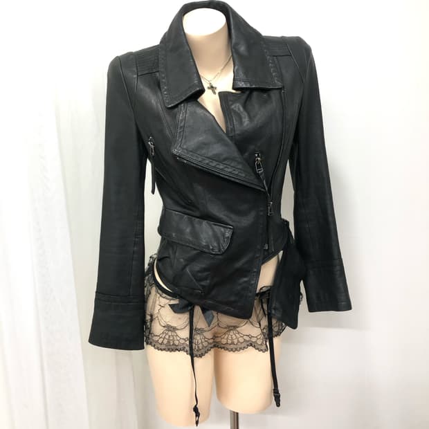 side zipper lambskin leather jacket