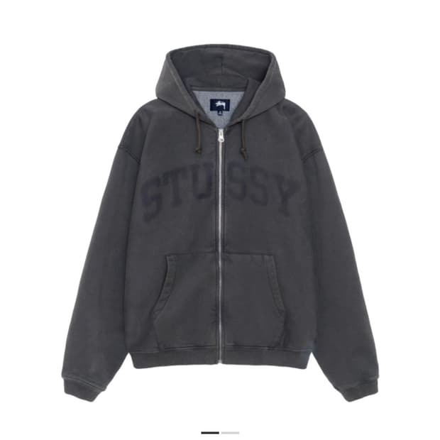 스투시 패이디드 후드집업 워시드블랙