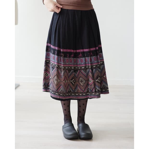 Ethnic geometric mood flare skirt