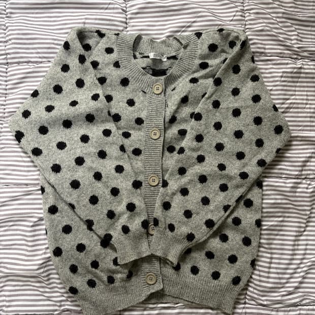 빈티지 도트 땡땡이 가디건 그레이
