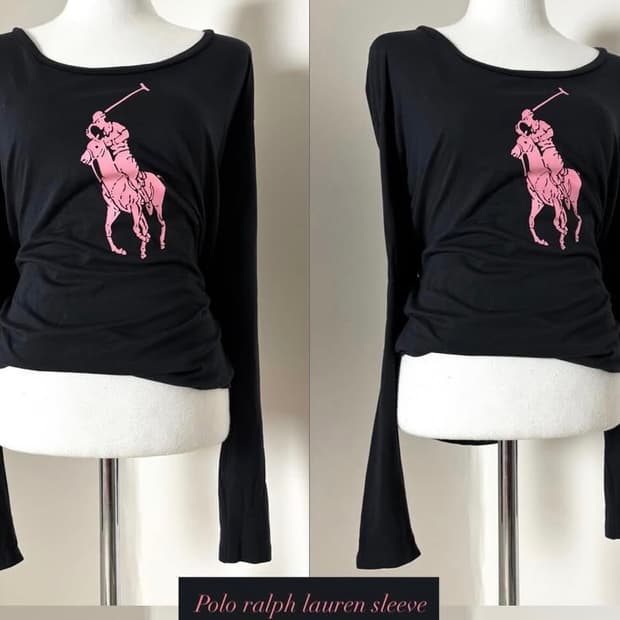 폴로 랄프로렌 핑크 빅 포니 롱 슬리브 슬림핏 여리핏 빈티지 y2k