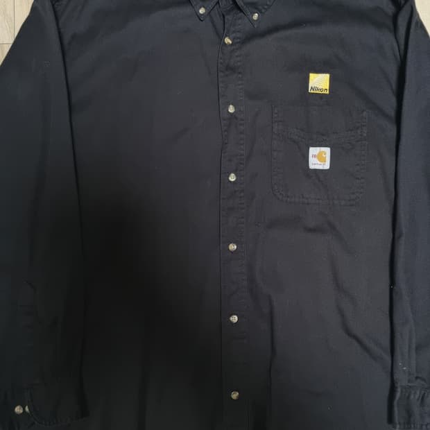 칼하트 코튼 블랙 워크셔츠(XXL) 니콘 패치