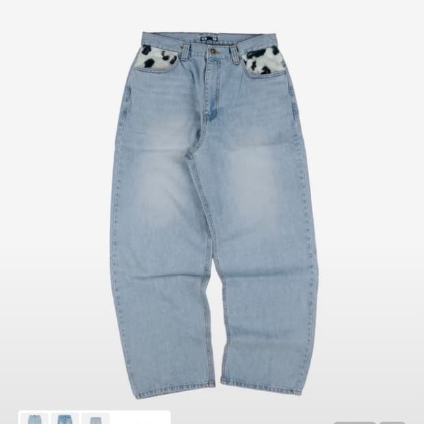 ERTR 데님 Cow Star Denim Pants Light Blue