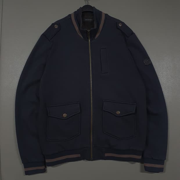 L (100) CK 캘빈클라인 쉐르파 기모 견장 투포켓 블루종 집업 자켓