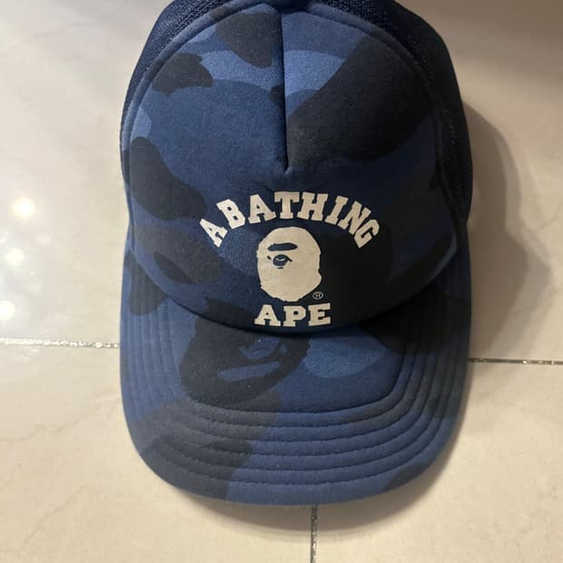 베이프 x jjj자운드 카모 메쉬캡 네이비