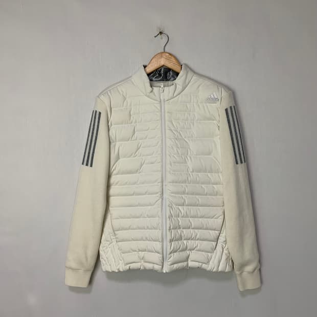 아디다스 삼선 아이보리 조끼패딩 자켓 져지 여성 XL 빈티지