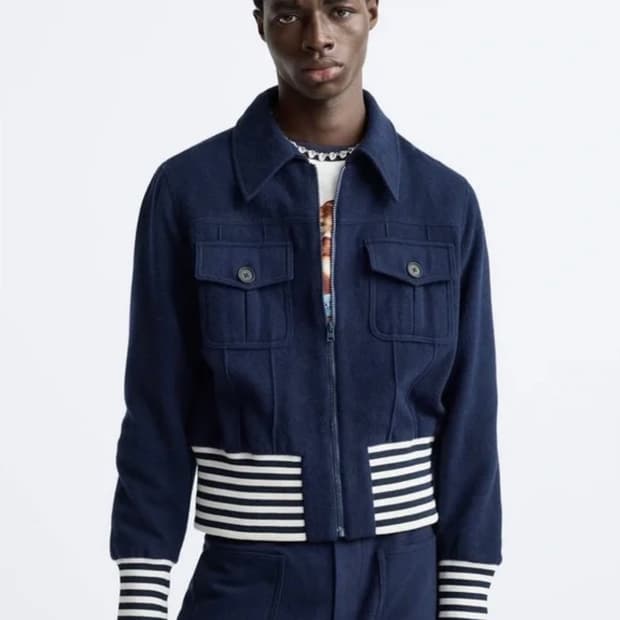 자라 해리램버트 콘트라스트 립 자켓/부츠컷 팬츠